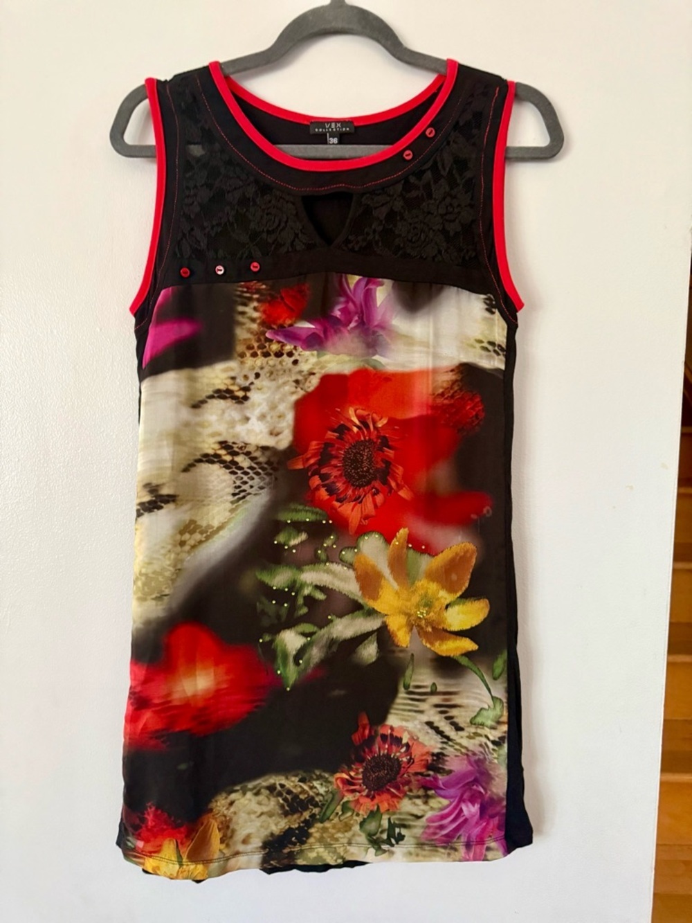 Eclectic Artistic Mixed Print Sleeveless Mini Dress/Top by V&X - Size 36